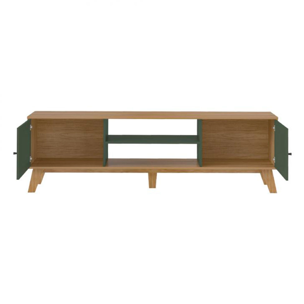 Conjunto para Sala de Estar Charlotte com Rack para TV até 75 Polegadas, Buffet 1 PT, Mesa Letaral 1 PT e Mesa de Centro Carvalho e Menta