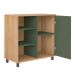 Conjunto para Sala de Estar Charlotte com Rack para TV até 75 polegadas, Buffet 1 PT, Mesa Lateral 1 PT e Mesa de Centro Verde Menta e Carvalho