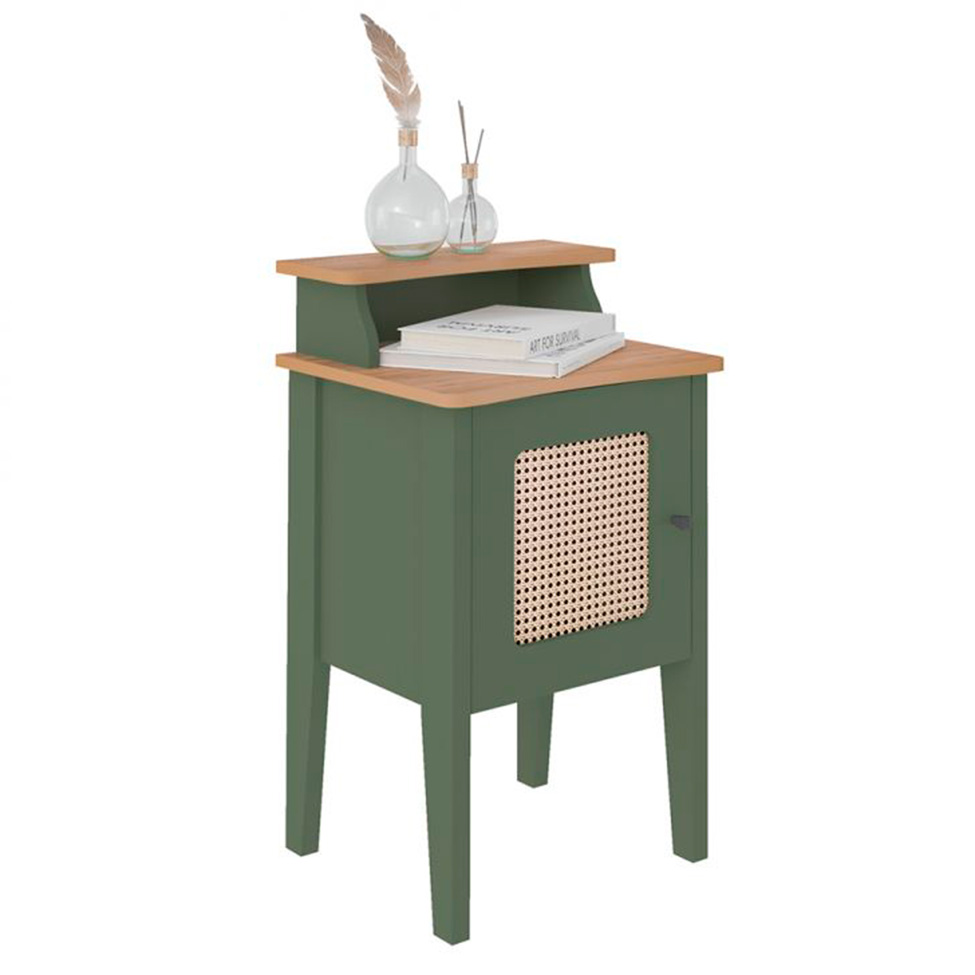 Conjunto para Sala de Estar Charlotte com Rack para TV até 75 polegadas, Buffet 1 PT, Mesa Lateral 1 PT e Mesa de Centro Verde Menta e Carvalho