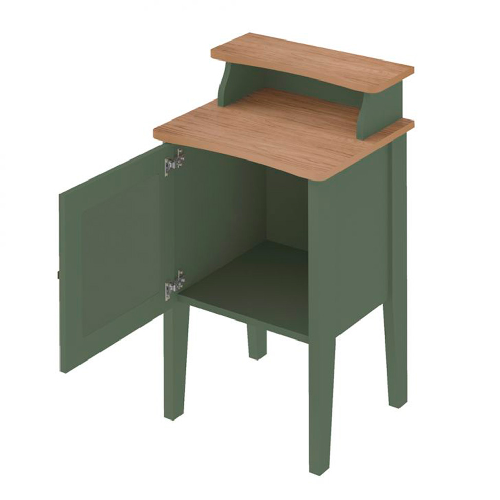 Conjunto para Sala de Estar Charlotte com Rack para TV até 75 polegadas, Buffet 1 PT, Mesa Lateral 1 PT e Mesa de Centro Verde Menta e Carvalho