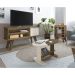 Conjunto para Sala de Estar Frank com Rack, Mesa de Centro e Bar Off White e Amadeirado