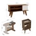 Conjunto para Sala de Estar Frank com Rack, Mesa de Centro e Bar Off White e Amadeirado