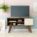 Conjunto para Sala de Estar Frank com Rack, Mesa de Centro e Bar Off White e Amadeirado