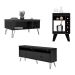 Conjunto para Sala de Estar Liberty com Rack para TV até 65 Polegadas, Mesa de Centro e Bar Preto