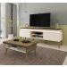 Conjunto para Sala de Estar Lumina com Rack e Mesa de Centro Off White e Pinho