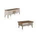 Conjunto para Sala de Estar Lumina com Rack e Mesa de Centro Off White e Pinho