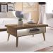 Conjunto para Sala de Estar Lumina com Rack e Mesa de Centro Off White e Pinho