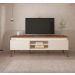 Conjunto para Sala de Estar Lumina com Rack e Mesa de Centro Off White e Pinho