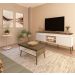 Conjunto para Sala de Estar Lumina com Rack, Mesa de Centro e Mesa Lateral Off White e Pinho