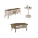 Conjunto para Sala de Estar Lumina com Rack, Mesa de Centro e Mesa Lateral Off White e Pinho