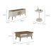 Conjunto para Sala de Estar Lumina com Rack, Mesa de Centro e Mesa Lateral Off White e Pinho