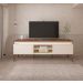 Conjunto para Sala de Estar Lumina com Rack, Mesa de Centro e Mesa Lateral Off White e Pinho