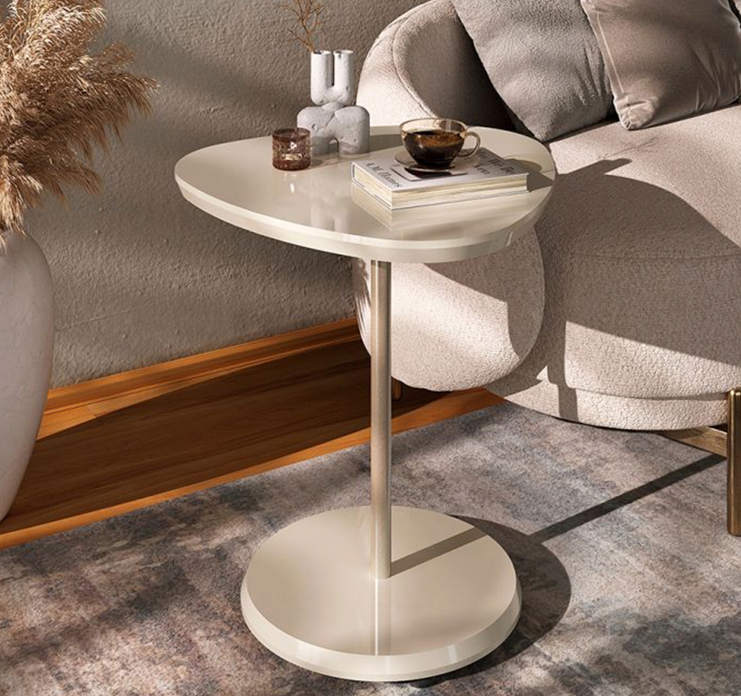Conjunto para Sala de Estar Lumina com Rack, Mesa de Centro e Mesa Lateral Off White e Pinho