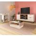 Conjunto para Sala de Estar Michigan com Rack, Mesa de Centro e Bar Off White e Amadeirado