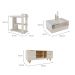 Conjunto para Sala de Estar Michigan com Rack, Mesa de Centro e Bar Off White e Amadeirado