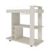 Conjunto para Sala de Estar Michigan com Rack, Mesa de Centro e Bar Off White e Amadeirado