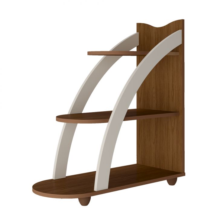 Conjunto para Sala de Estar Mundi com Rack para TV até 65 Polegadas, Mesa de Centro e Mesa Lateral Cedro e Off White