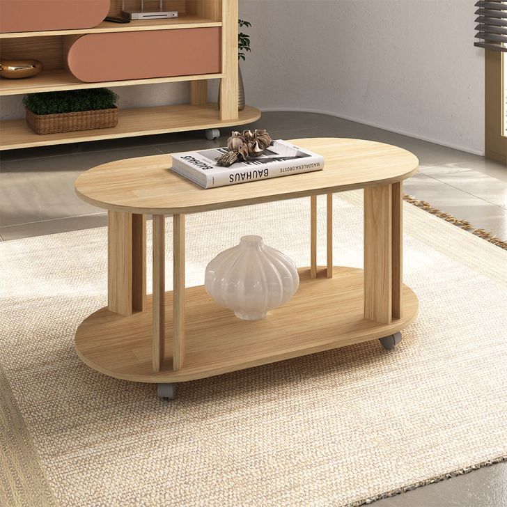 Conjunto para Sala de Estar Mundi com Rack para TV até 65 Polegadas, Mesa de Centro e Mesa Lateral Naturale e Terracota
