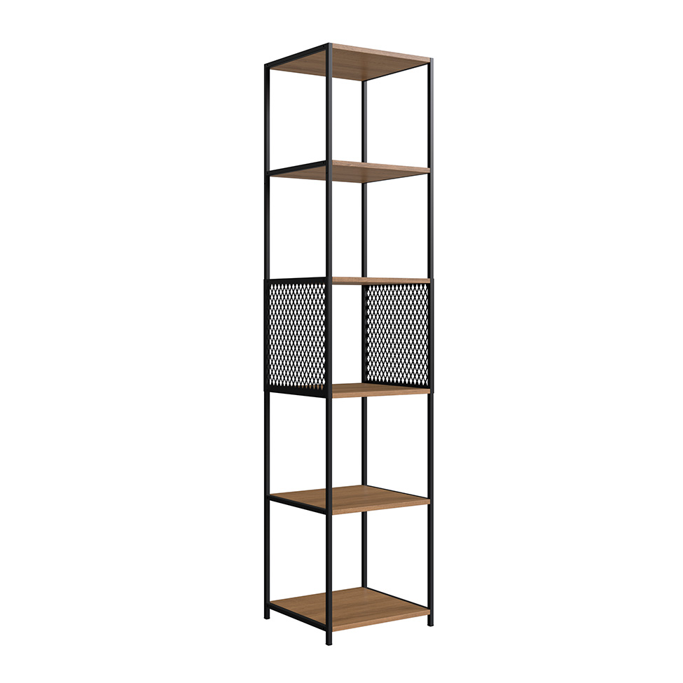 Conjunto para Sala de Estar Paricel com Aparador, Estante 40cm e Estante 77cm Preto e Mel