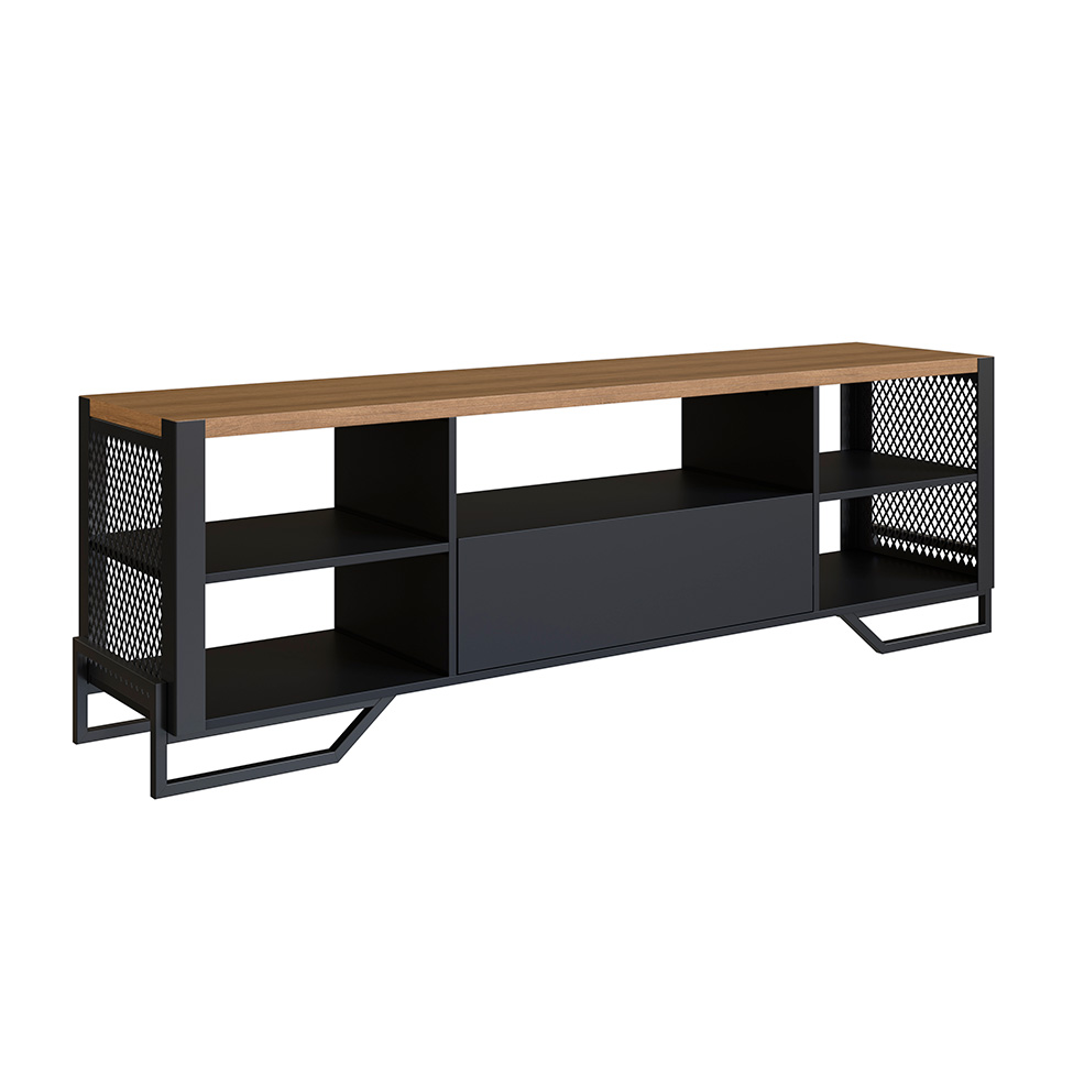 Conjunto para Sala de Estar Paricel com Rack 1 GV e Estante 40cm Preto