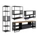 Conjunto para Sala de Estar Paricel com Rack 1 GV, Aparador, Estante 40cm e Estante 77cm Preto