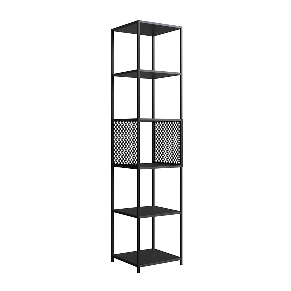 Conjunto para Sala de Estar Paricel com Rack 1 GV, Aparador, Estante 40cm e Estante 77cm Preto