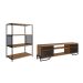 Conjunto para Sala de Estar Paricel com Rack 2 PT e Estante 77cm Preto e Mel