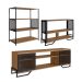 Conjunto para Sala de Estar Paricel com Rack 2 PT, Aparador e Estante 77cm Preto e Mel