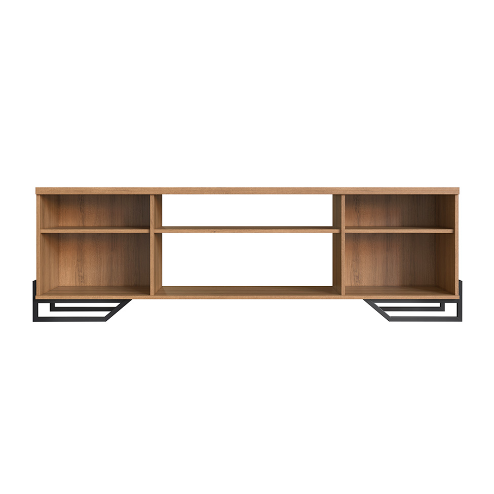 Conjunto para Sala de Estar Paricel com Rack 2 PT, Aparador e Estante 77cm Preto e Mel