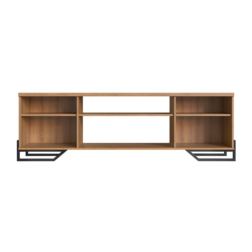Conjunto para Sala de Estar Paricel com Rack 2 PT, Prateleira Diamante, Estante 40cm e Estante 77cm Preto e Mel