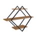Conjunto para Sala de Estar Paricel com Rack 2 PT, Prateleira Diamante, Estante 40cm e Estante 77cm Preto e Mel