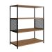 Conjunto para Sala de Estar Paricel com Rack 2 PT, Prateleira Diamante, Estante 40cm e Estante 77cm Preto e Mel