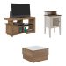 Conjunto para Sala de Estar Royal com Rack, Mesa de Centro e Mesa Lateral Pinho e Off White