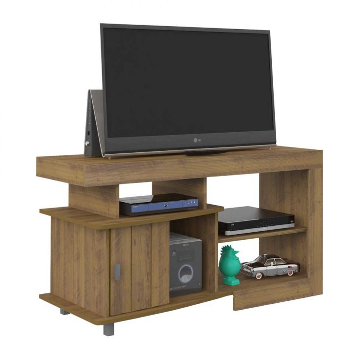 Conjunto para Sala de Estar Royal com Rack, Mesa de Centro e Mesa Lateral Pinho e Off White