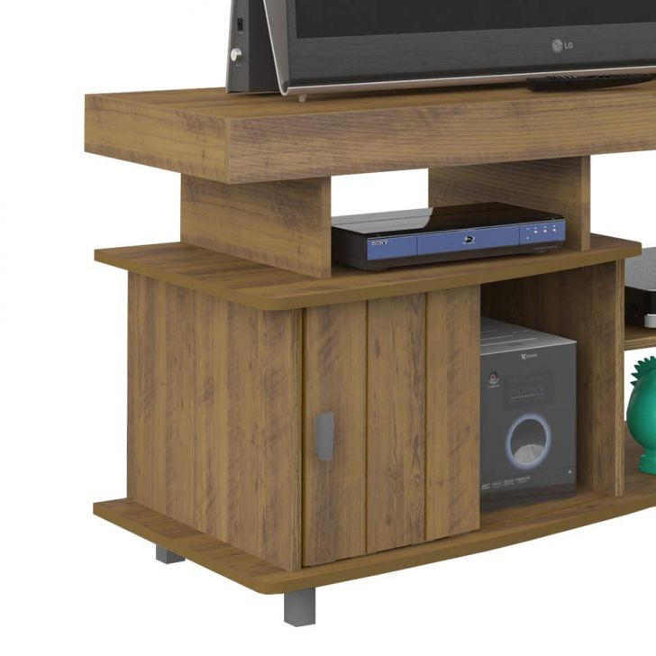 Conjunto para Sala de Estar Royal com Rack, Mesa de Centro e Mesa Lateral Pinho e Off White