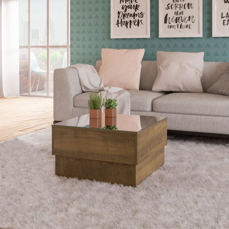 Conjunto para Sala de Estar Royal com Rack, Mesa de Centro e Mesa Lateral Pinho e Off White
