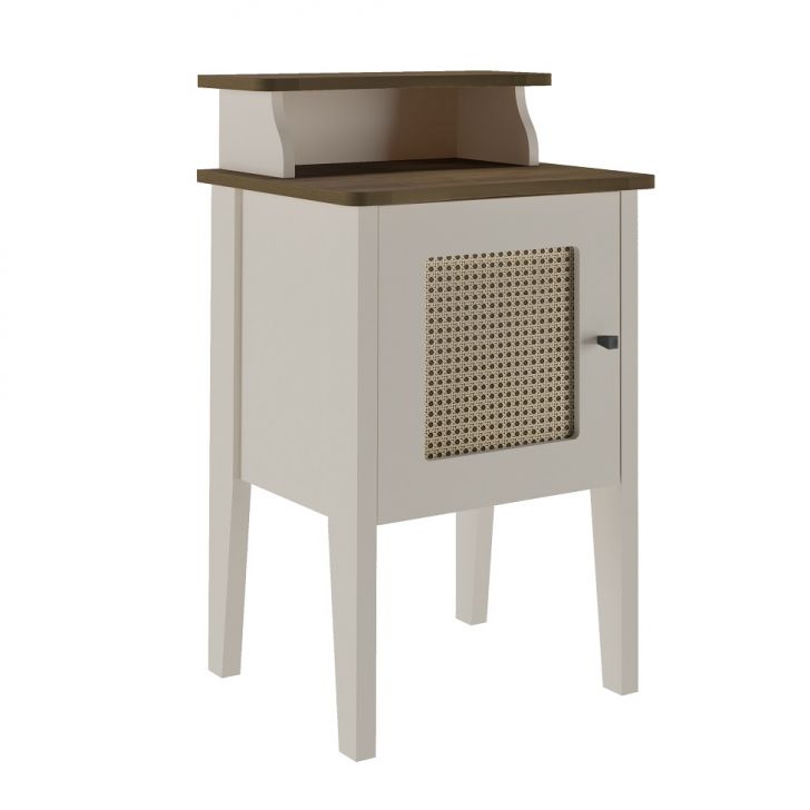 Conjunto para Sala de Estar Royal com Rack, Mesa de Centro e Mesa Lateral Pinho e Off White