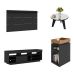 Conjunto para Sala de Estar Treviso com Rack, Painel para TV até 55 Polegadas, Mesa de Centro e Mesa Lateral Preto e Pinho