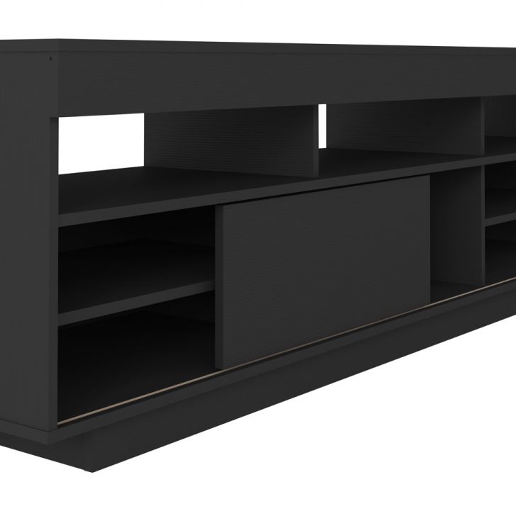 Conjunto para Sala de Estar Treviso com Rack, Painel para TV até 55 Polegadas, Mesa de Centro e Mesa Lateral Preto e Pinho