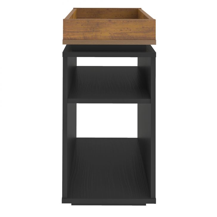 Conjunto para Sala de Estar Treviso com Rack, Painel para TV até 55 Polegadas, Mesa de Centro e Mesa Lateral Preto e Pinho