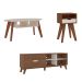 Conjunto para Sala de Estar Verona com Rack 2 GV, Mesa de Centro e Mesa Lateral Cedro e Off White