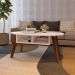 Conjunto para Sala de Estar Verona com Rack 2 GV, Mesa de Centro e Mesa Lateral Cedro e Off White