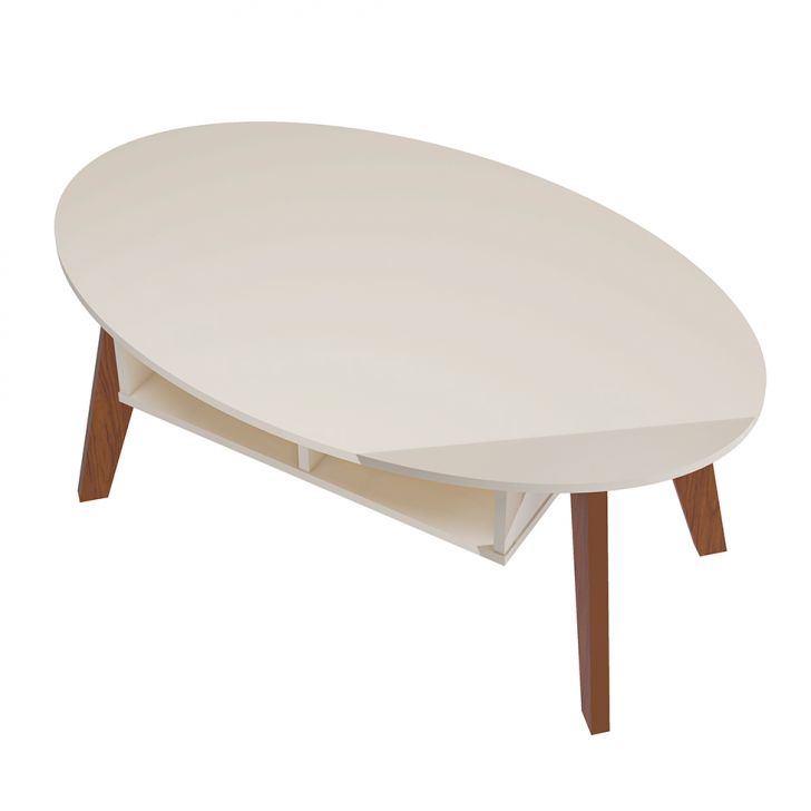 Conjunto para Sala de Estar Verona com Rack 2 GV, Mesa de Centro e Mesa Lateral Cedro e Off White