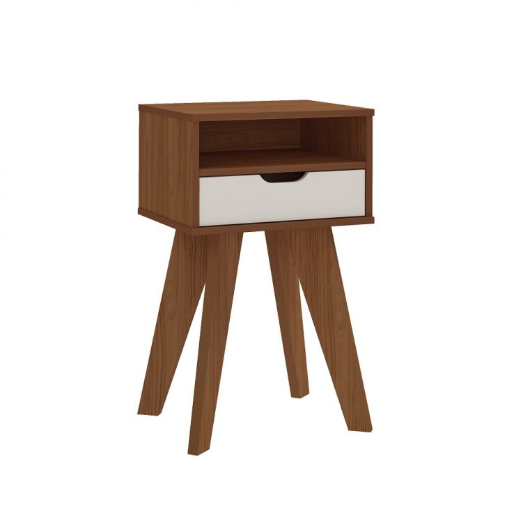 Conjunto para Sala de Estar Verona com Rack 2 GV, Mesa de Centro e Mesa Lateral Cedro e Off White