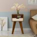 Conjunto para Sala de Estar Verona com Rack 2 GV, Mesa de Centro e Mesa Lateral Cedro e Off White