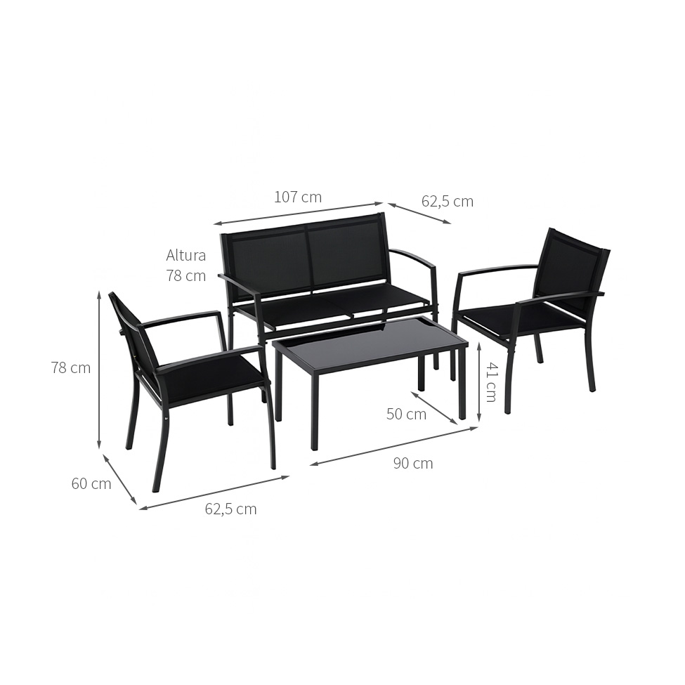 Conjunto para Terraço Relax Preto