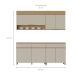 Cozinha Compacta 100% MDF Realeza Premium 7 Portas 3 Gavetas Bege e Carvalho