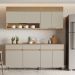Cozinha Compacta 100% MDF Realeza Premium 7 Portas 3 Gavetas Bege e Carvalho