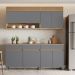 Cozinha Compacta 100% MDF Realeza Premium 7 Portas 3 Gavetas Titânio e Carvalho