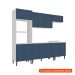 Cozinha Compacta 11 Portas 3 Gavetas Azul e Branco